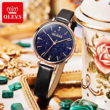 Reloj de pulsera de cuarzo para mujer de cuero PU de marca OLEVS para mujer, reloj de lujo hermoso para niñas, vestido popular